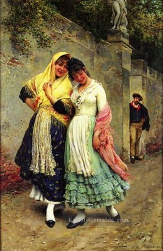 Impressionismus Werke - Die Flirt Dame Eugene de Blaas schöne Frau Dame